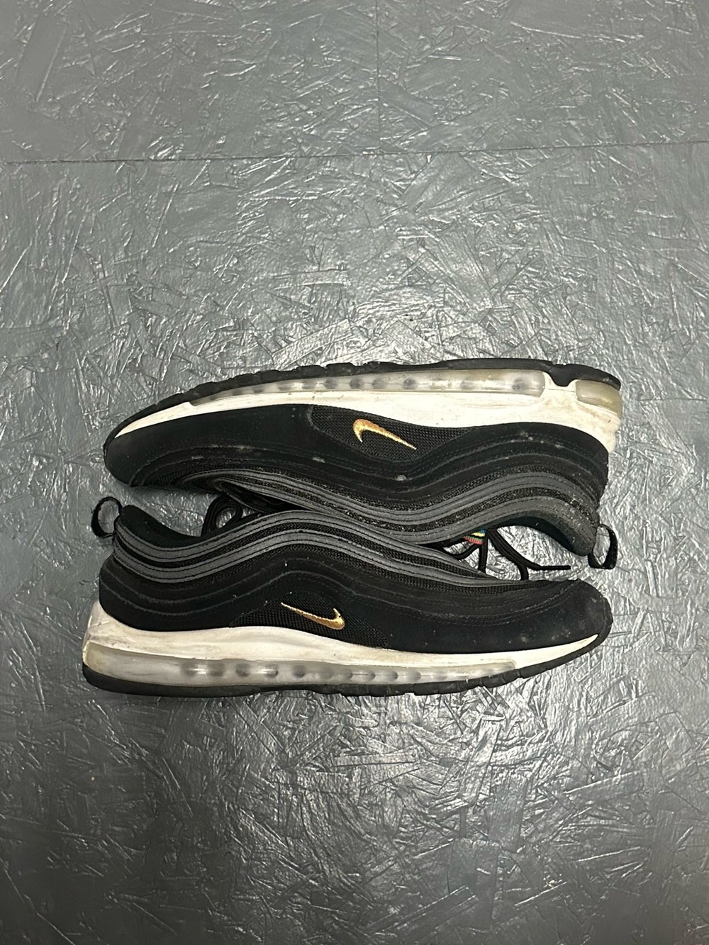 Nike Air Max 97 Men's Sneakers - Black with Gold Swoosh